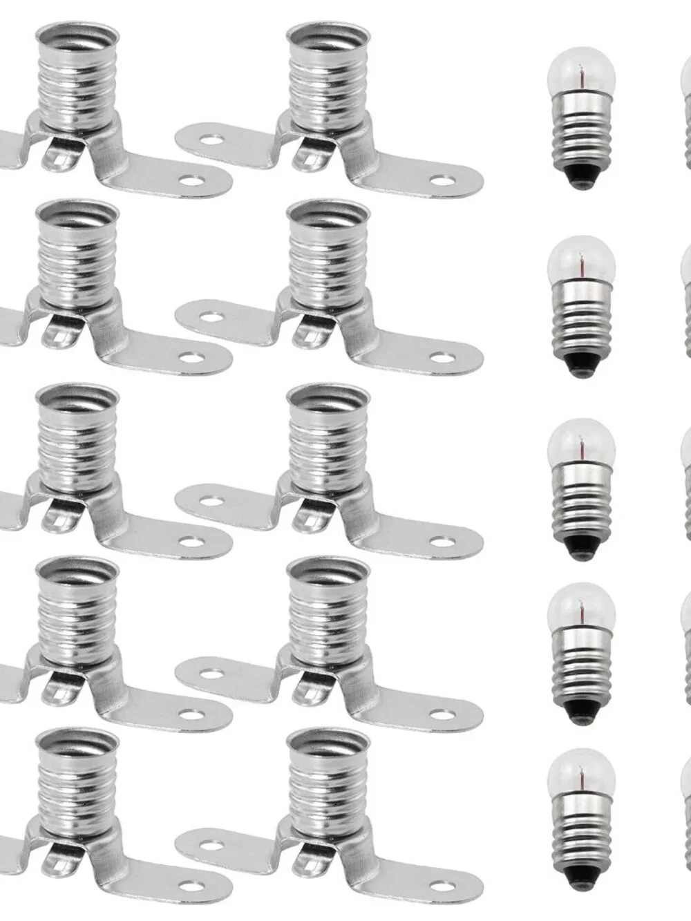 10PCS E10 2.5V/0.3A Miniature Screw Base Light Bulbs and 10PCS E10 Light Socket